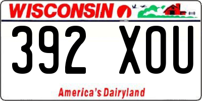 WI license plate 392XOU