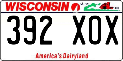 WI license plate 392XOX