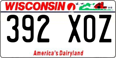 WI license plate 392XOZ