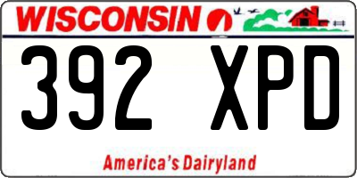 WI license plate 392XPD