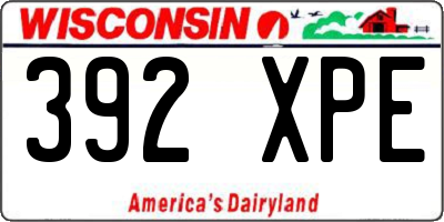 WI license plate 392XPE