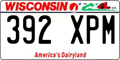 WI license plate 392XPM
