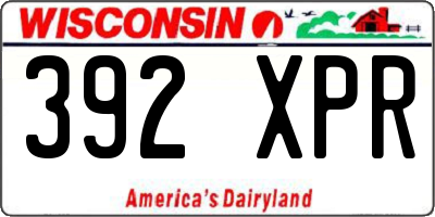 WI license plate 392XPR
