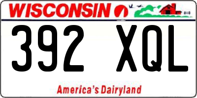 WI license plate 392XQL