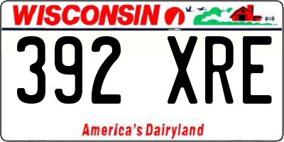 WI license plate 392XRE
