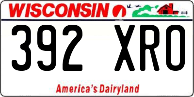 WI license plate 392XRO