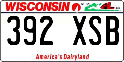 WI license plate 392XSB