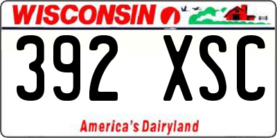 WI license plate 392XSC