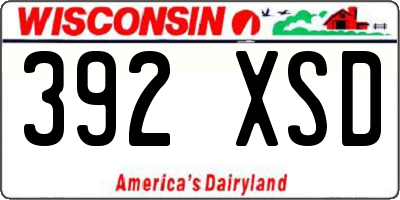 WI license plate 392XSD