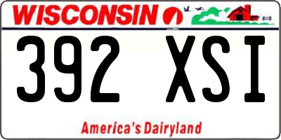WI license plate 392XSI