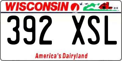 WI license plate 392XSL