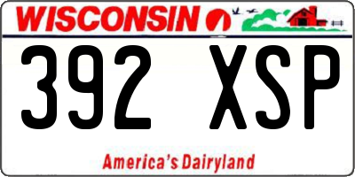 WI license plate 392XSP