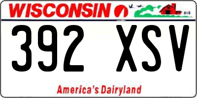WI license plate 392XSV