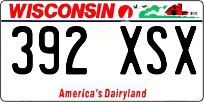 WI license plate 392XSX