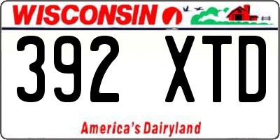 WI license plate 392XTD