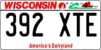 WI license plate 392XTE