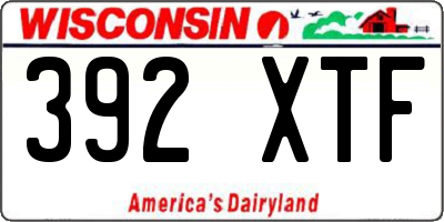 WI license plate 392XTF