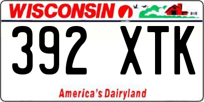 WI license plate 392XTK