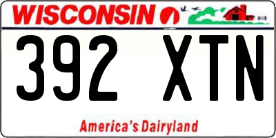 WI license plate 392XTN