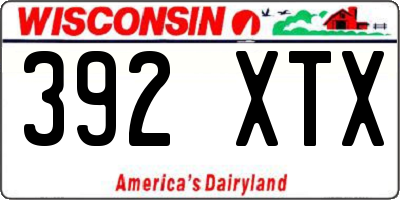 WI license plate 392XTX