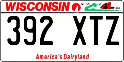 WI license plate 392XTZ