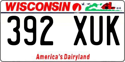 WI license plate 392XUK