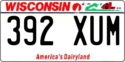 WI license plate 392XUM