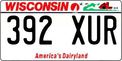 WI license plate 392XUR