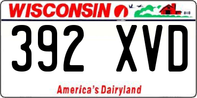 WI license plate 392XVD