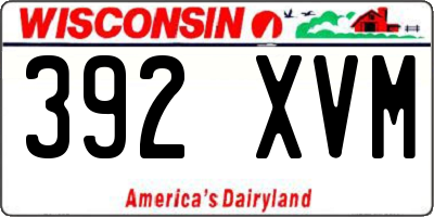 WI license plate 392XVM