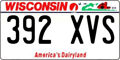 WI license plate 392XVS