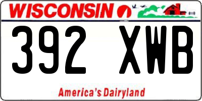 WI license plate 392XWB