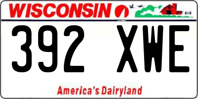 WI license plate 392XWE