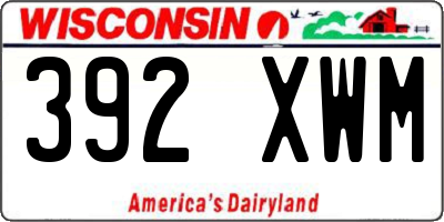 WI license plate 392XWM