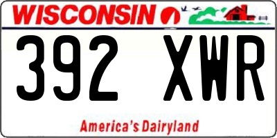 WI license plate 392XWR