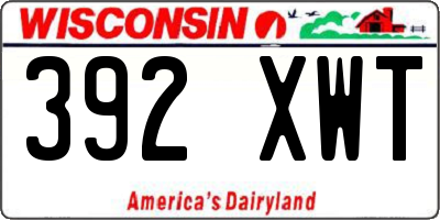 WI license plate 392XWT