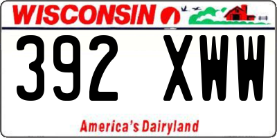 WI license plate 392XWW