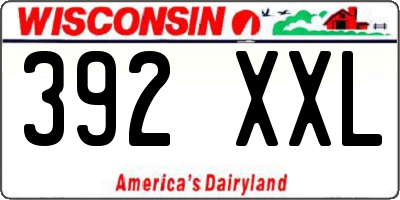 WI license plate 392XXL
