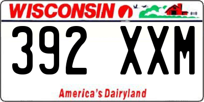 WI license plate 392XXM