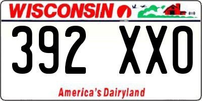 WI license plate 392XXO