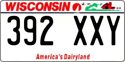 WI license plate 392XXY
