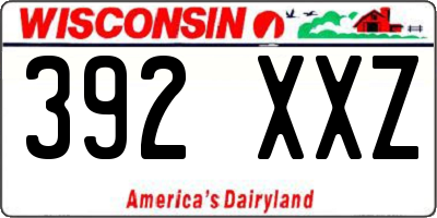 WI license plate 392XXZ