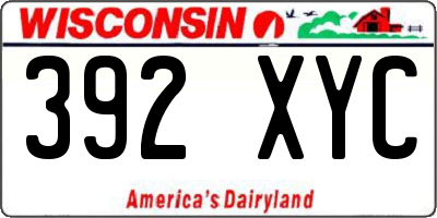 WI license plate 392XYC