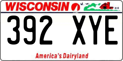 WI license plate 392XYE