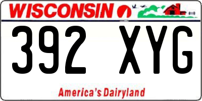 WI license plate 392XYG