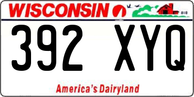 WI license plate 392XYQ