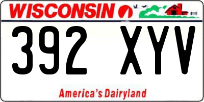 WI license plate 392XYV