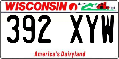 WI license plate 392XYW