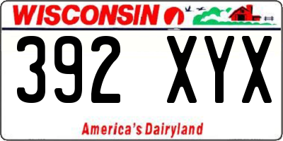 WI license plate 392XYX