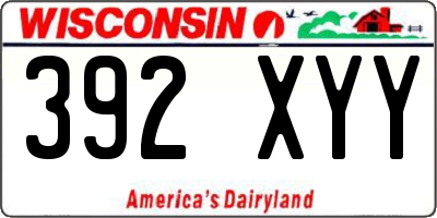 WI license plate 392XYY